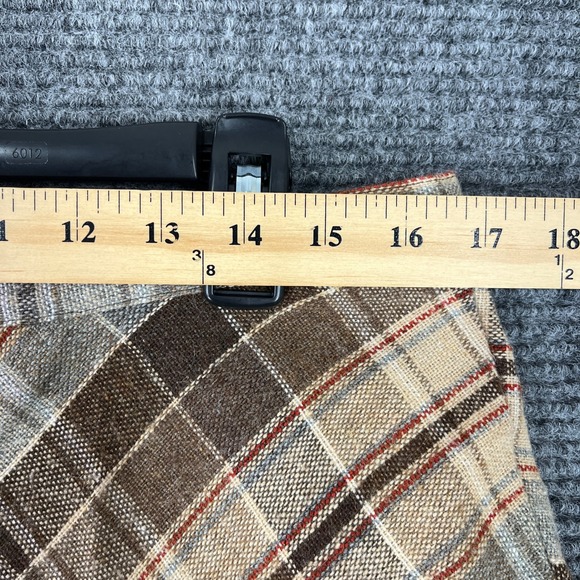 Vintage 70s Plaid A Line Skirt Women 6 Union Made ILGWU Wool Blend Knee Length - Picture 6 of 9